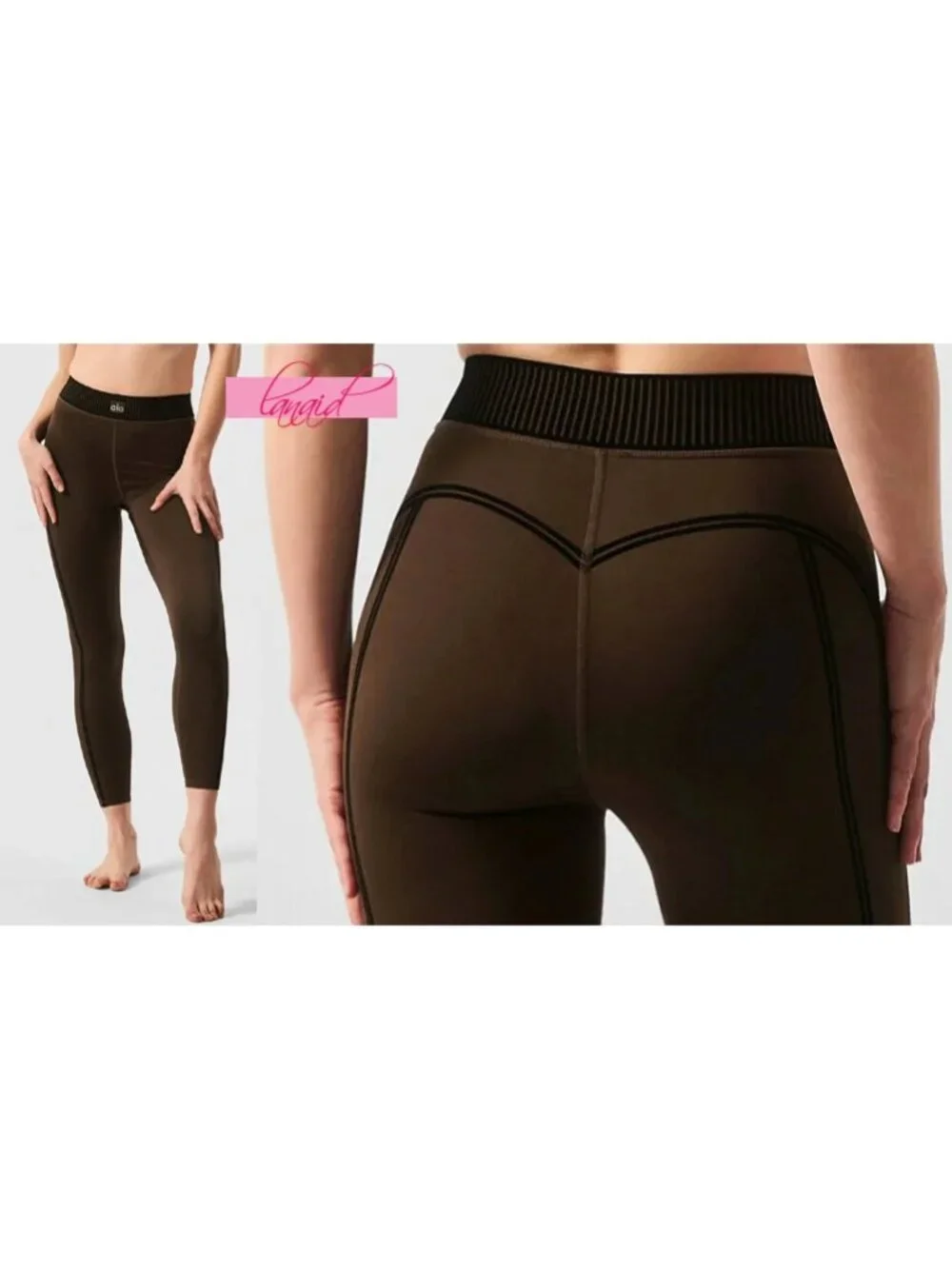 Alo Airlift High-Waist 7/8 Line Up Leggings Espresso Hi-Rise Waisted Tights Pant